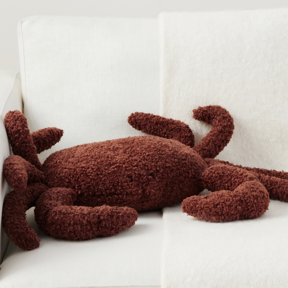 Cozy Brown Crab Plush Pillow